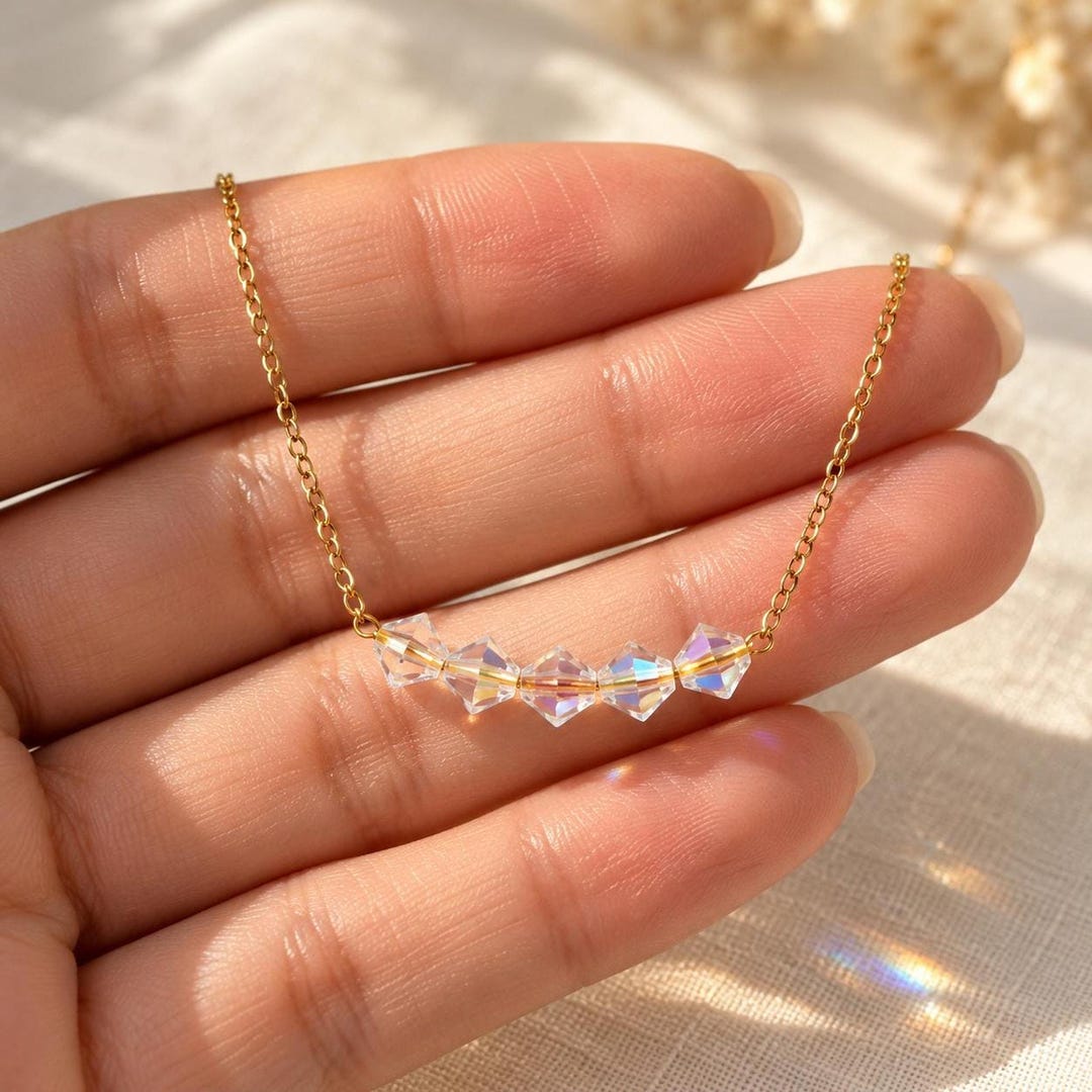 Swarovski AB Crystal Necklace on 18K Gold-Plated Stainless Steel