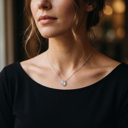 Aquamarine Teardrop Necklace on Sterling Silver Chain