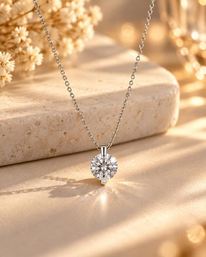 2ct Moissanite Floating Solitaire Pendant Necklace
