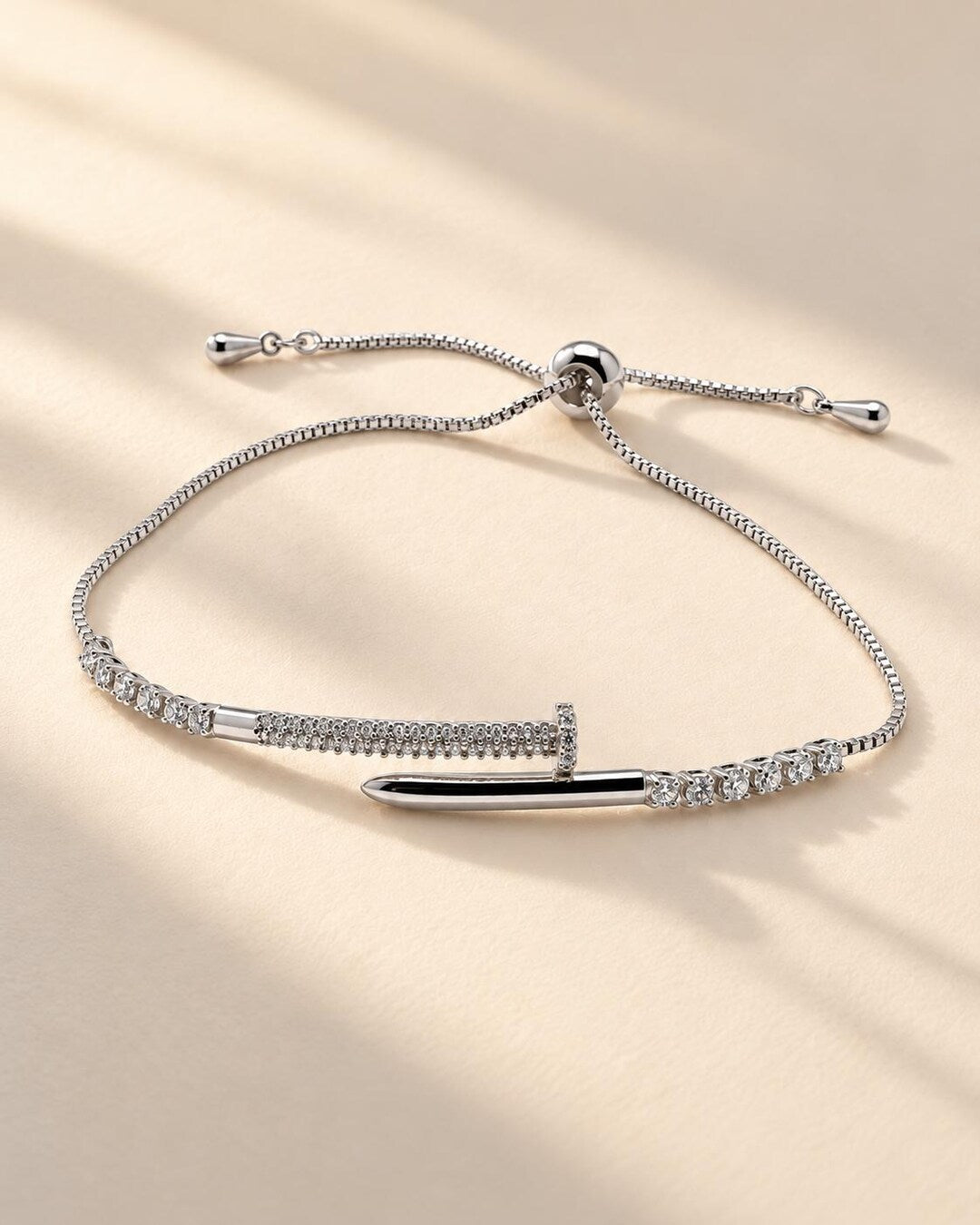 Crystal Pavé Nail Cuff Adjustable Bracelet