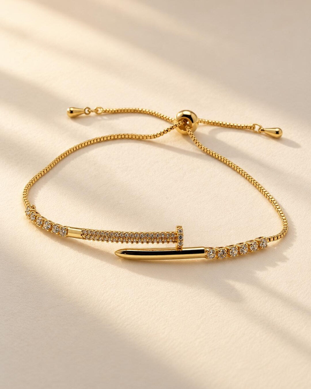 Crystal Pavé Nail Cuff Adjustable Bracelet