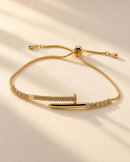Crystal Pavé Nail Cuff Adjustable Bracelet