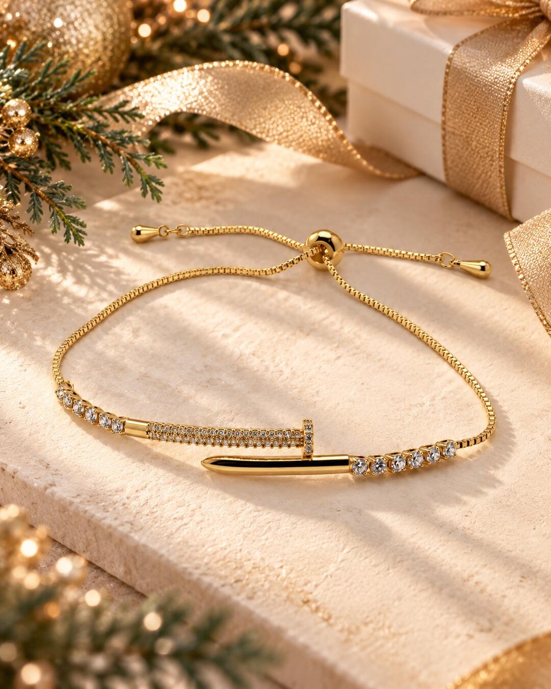 Crystal Pavé Nail Cuff Adjustable Bracelet