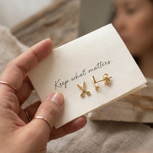 Gold scissors stud earrings minimalist jewelry