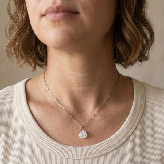 Adjustable moonstone pendant necklace lifestyle photo