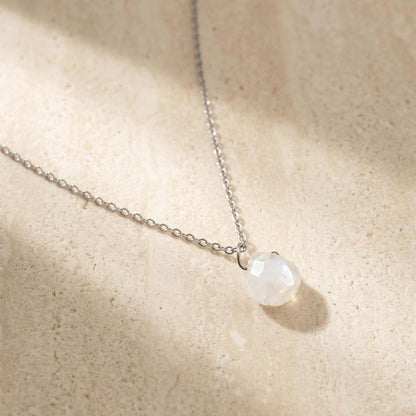 Moonstone necklace adjustable sliding clasp detail