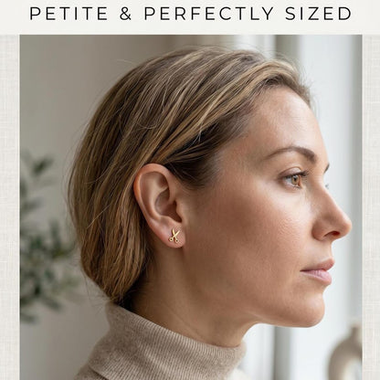 Gold scissors stud earrings lifestyle photo