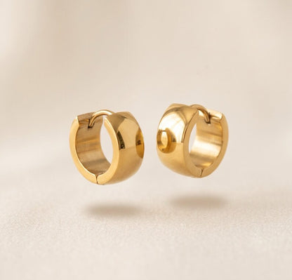 Gold Stainless Steel Huggie Hoop Earrings, 10mm