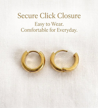 Gold Stainless Steel Huggie Hoop Earrings, 10mm