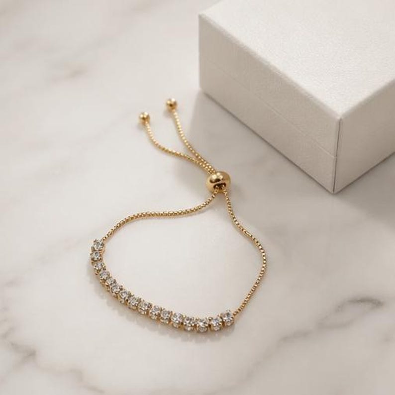 Adjustable CZ Tennis Bracelet close up