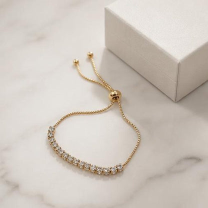 Adjustable CZ Tennis Bracelet close up