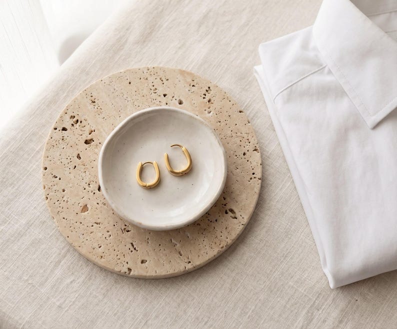 White Enamel Huggie Hoop Earrings, Gold - detail