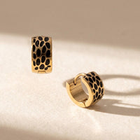 Gold Animal Print Huggie Hoop Earrings - main