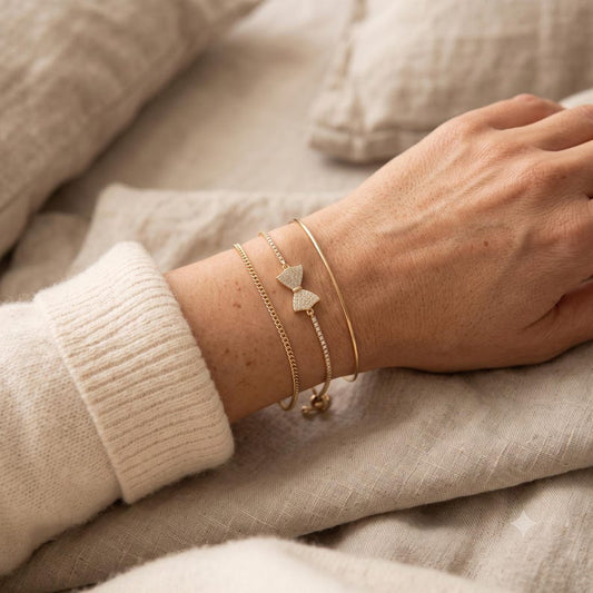Crystal Bow Adjustable Bracelet - detail view