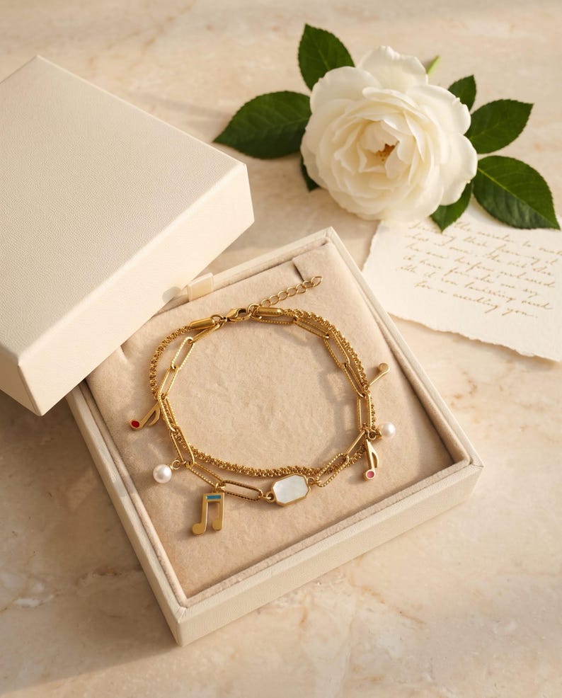 18K Gold Plated Music Charm Bracelet image 8
