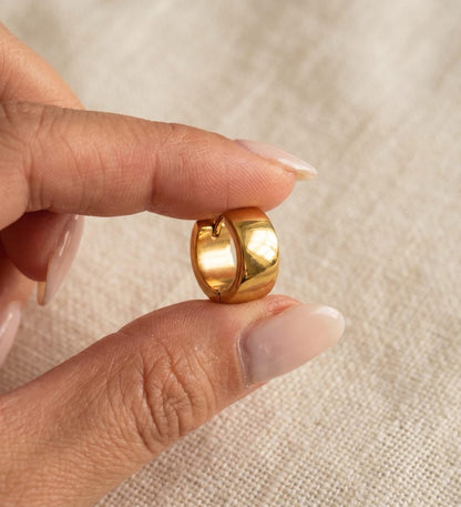Gold Stainless Steel Huggie Hoop Earrings, 10mm