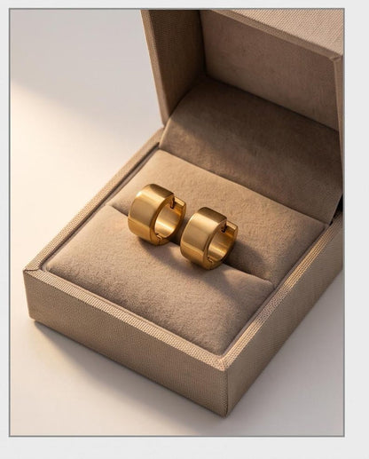 Gold Stainless Steel Huggie Hoop Earrings, 10mm