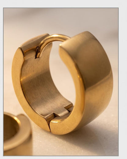 Gold Stainless Steel Huggie Hoop Earrings, 10mm
