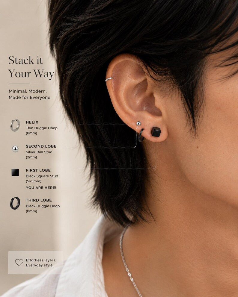 Black Square Stud Earrings packaging - VEESA BY N