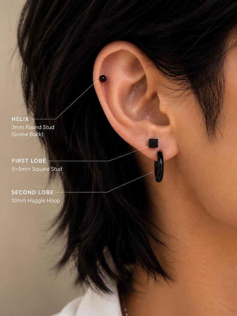 Modern Ear Stack Set huggie hoops - VEESA BY N