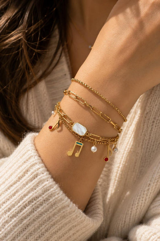 18K Gold Plated Music Charm Bracelet image 1