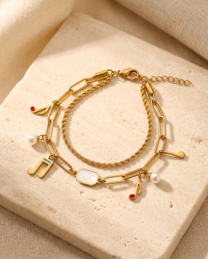 18K Gold Plated Music Charm Bracelet image 2
