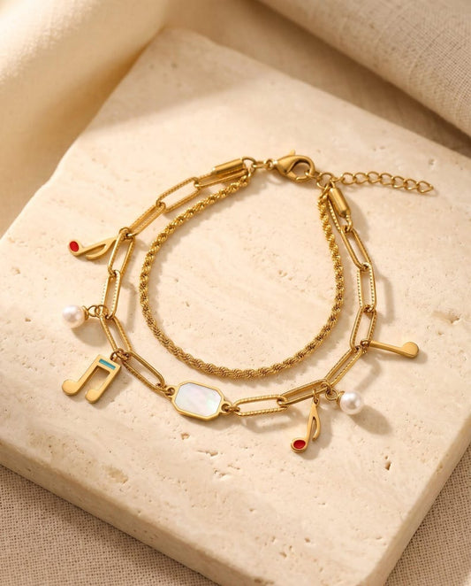 18K Gold Plated Music Charm Bracelet image 2