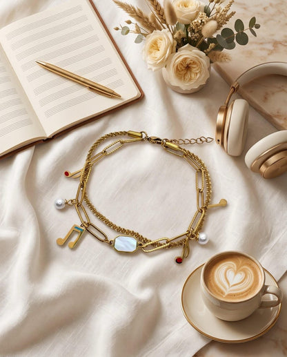 18K Gold Plated Music Charm Bracelet image 7