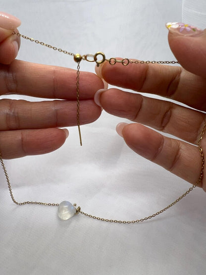 Gold moonstone necklace adjustable chain and clasp