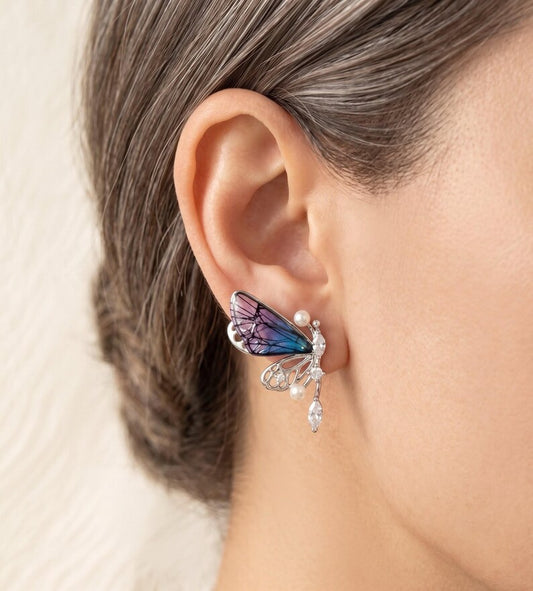 Butterfly earrings blue purple colorway