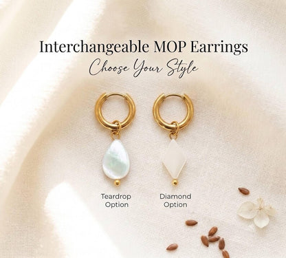 Teardrop and diamond charm options side by side