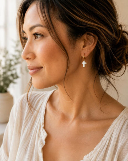 Baroque Freshwater Pearl earrings detail 6