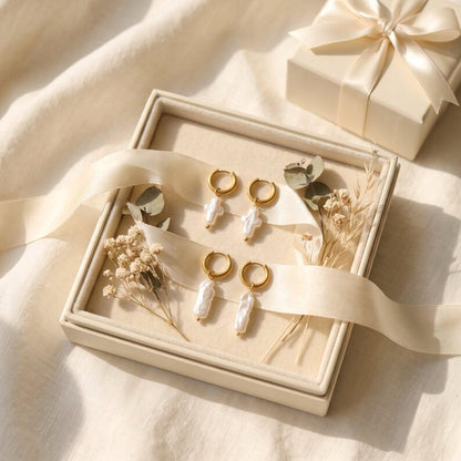 Baroque Freshwater Pearl earrings detail 12