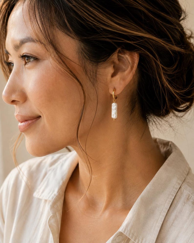Baroque Freshwater Pearl earrings detail 5