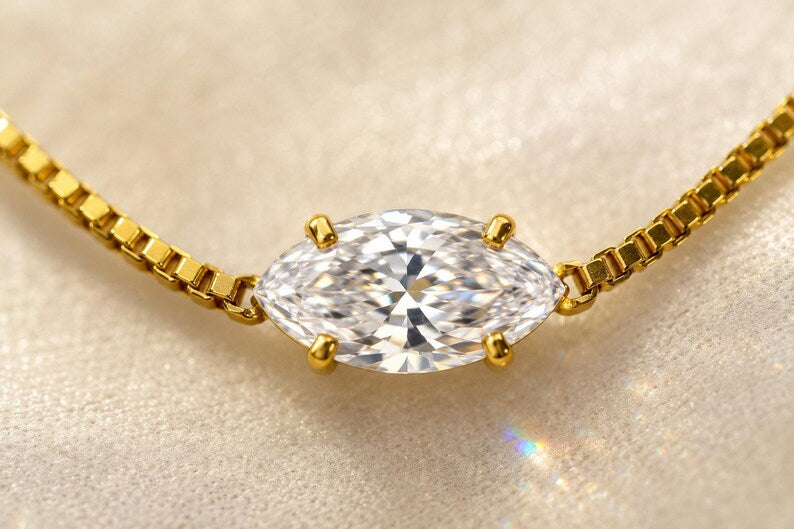Marquise CZ necklace detail 9
