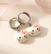 Kitty Charm Huggie Hoop Earrings