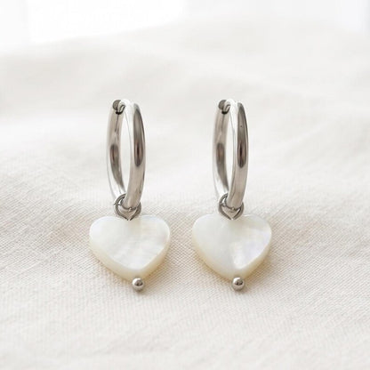 Pair of Mother of Pearl heart earrings