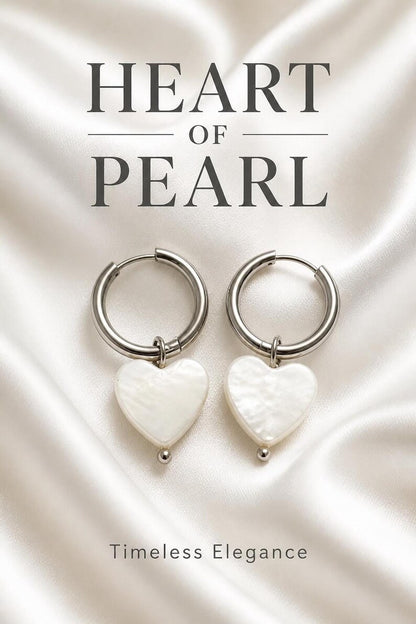 Mother of Pearl heart earrings on satin