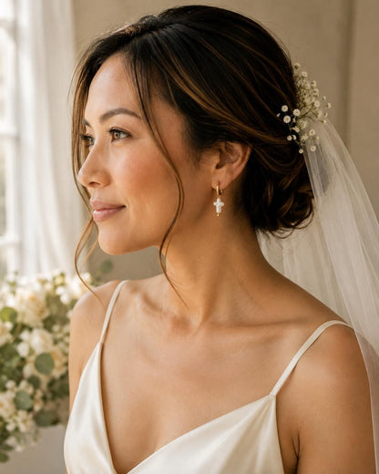 Baroque Freshwater Pearl earrings detail 9