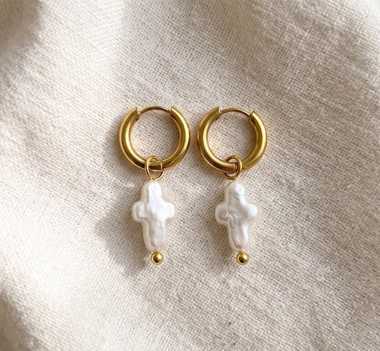 Baroque Freshwater Pearl Huggie Hoop Earrings