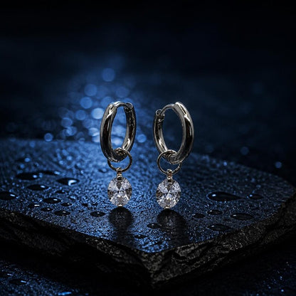 Moissanite huggie hoop earrings detail 8