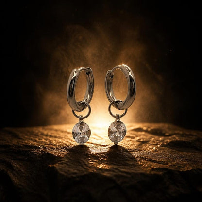 Moissanite huggie hoop earrings detail 9