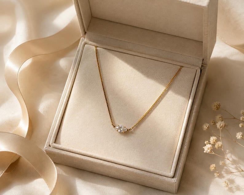 Marquise CZ necklace detail 12