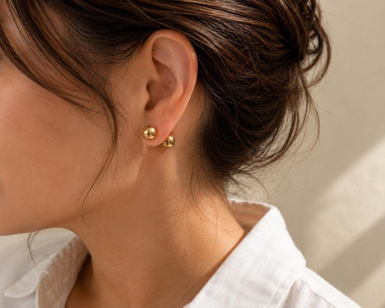 Ball stud earring shown from front and back