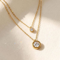 Layered Graduated CZ Pendant Necklace, gold