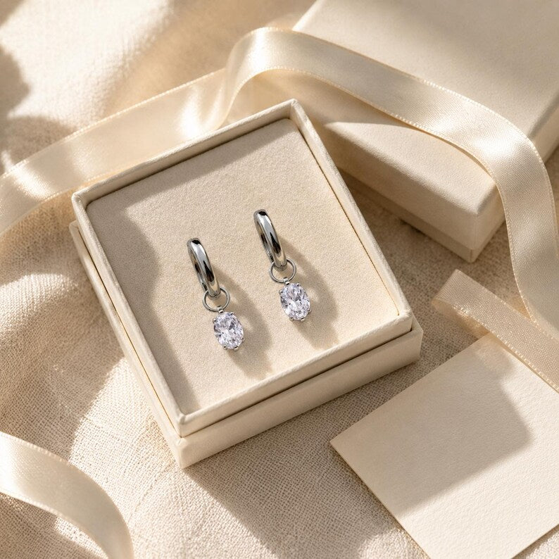 Moissanite huggie hoop earrings detail 14
