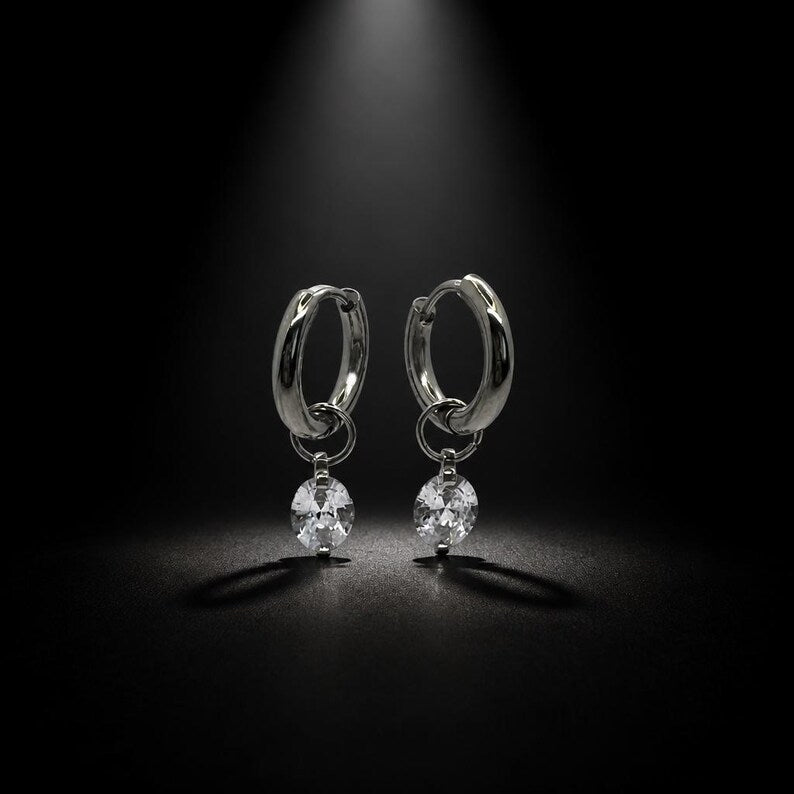 Moissanite huggie hoop earrings detail 10