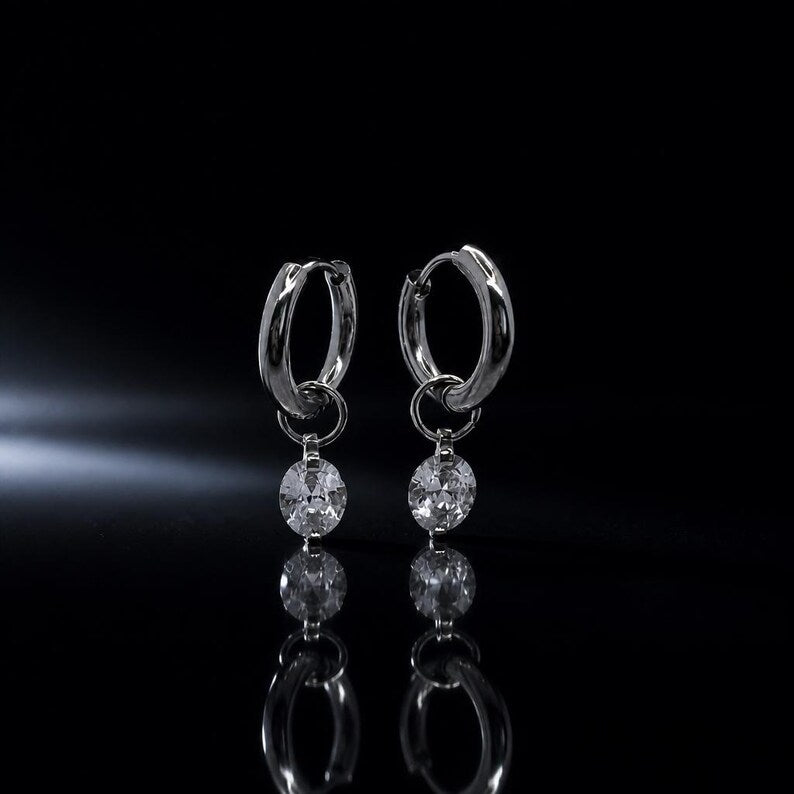 Moissanite huggie hoop earrings detail 11