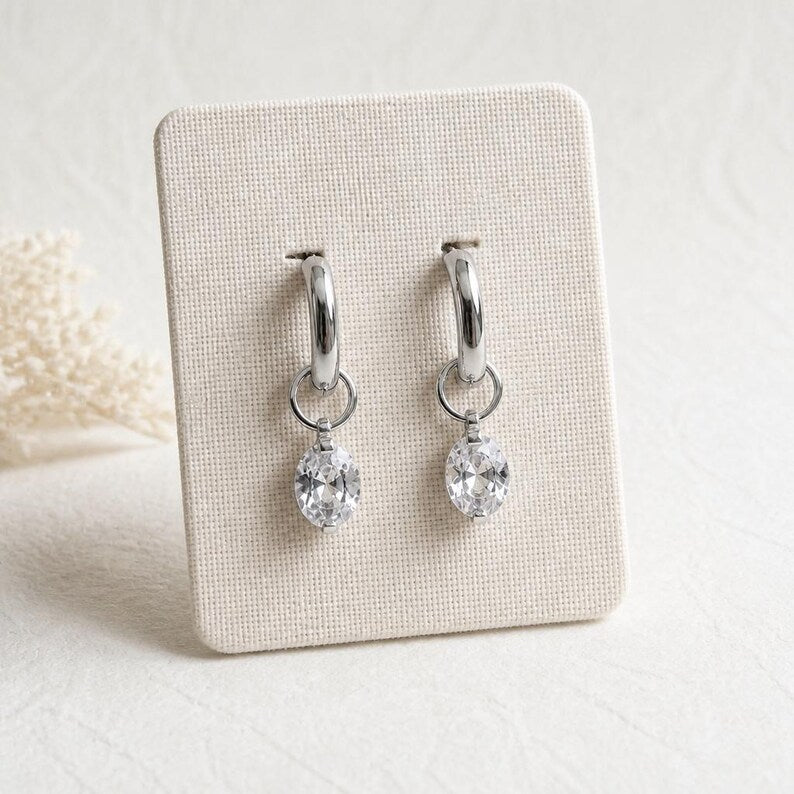 Moissanite huggie hoop earrings detail 13
