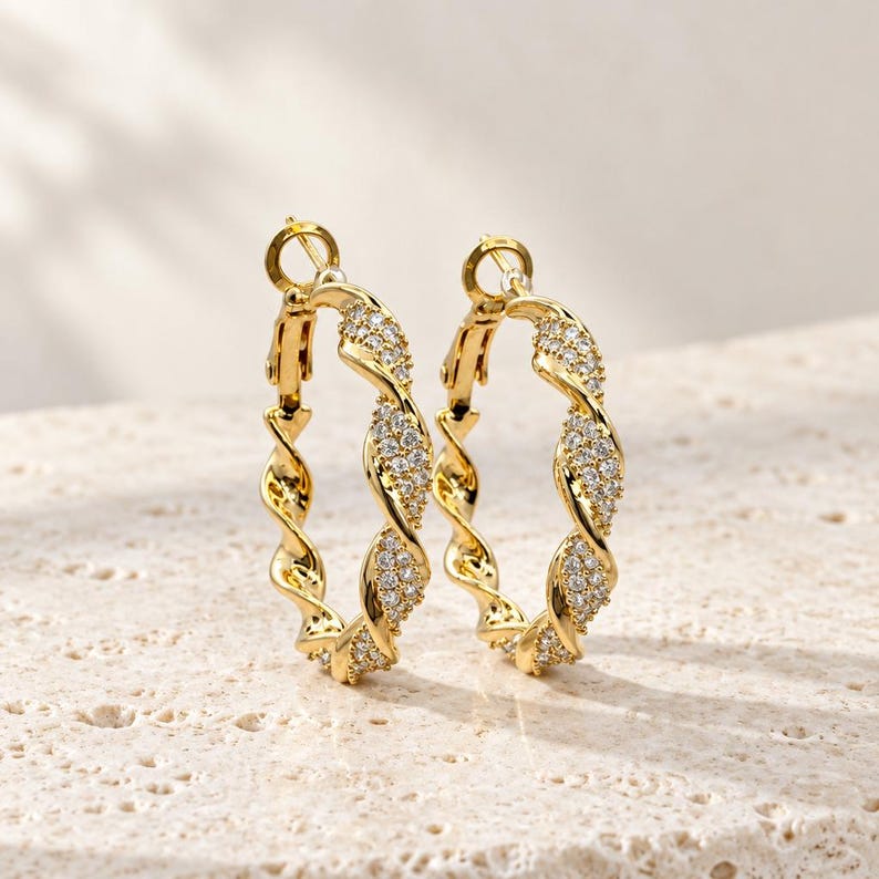 Macro shot of twisted hoop earring texture